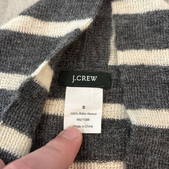 J. CREW Women’s Sz Small 100% Baby Alpaca Shawl-Collar Sweater Striped Sailor - Picture 2 of 11